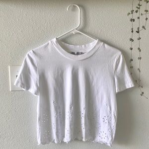 Zara White Embroidered Top